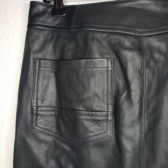 A.L.C. Sz 6 Black Leather Skirt Belted Moto Mini , Zip Pockets, Lined - Picture 5 of 7